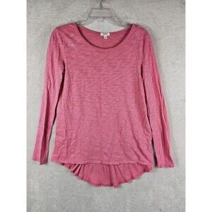 Dylan Women's Long Sleeve Hi Lo Back Ruffle Pink Top Size XS